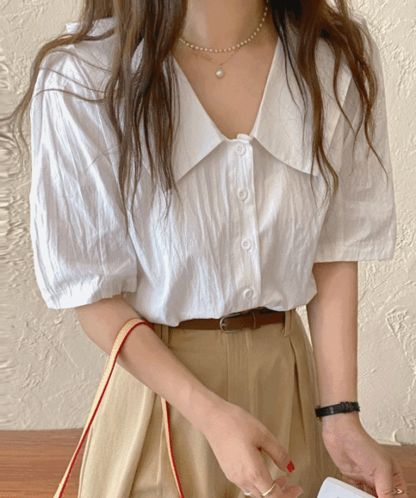 [캐주얼/예쁜색감] 루즈핏 버튼 카라 반팔 셔츠