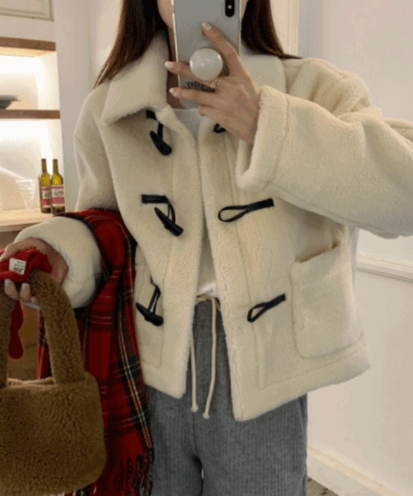 [따뜻/귀여워요!] 뽀글이 떡볶이 카라 코트 자켓 2color