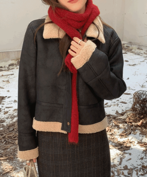 [겨울신상/너무예뻐!] 스웨이드 카라 양털 무스탕 자켓 2color